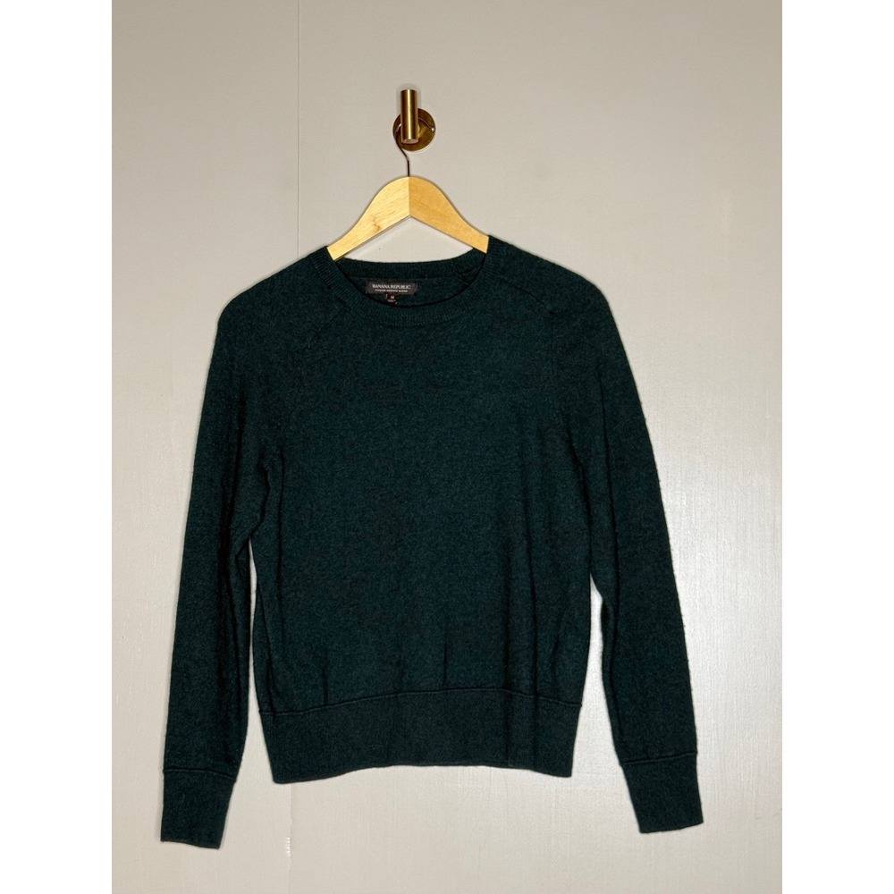 Banana Republic Italian Merino Wool Blend Crewneck Sweater Green Medium